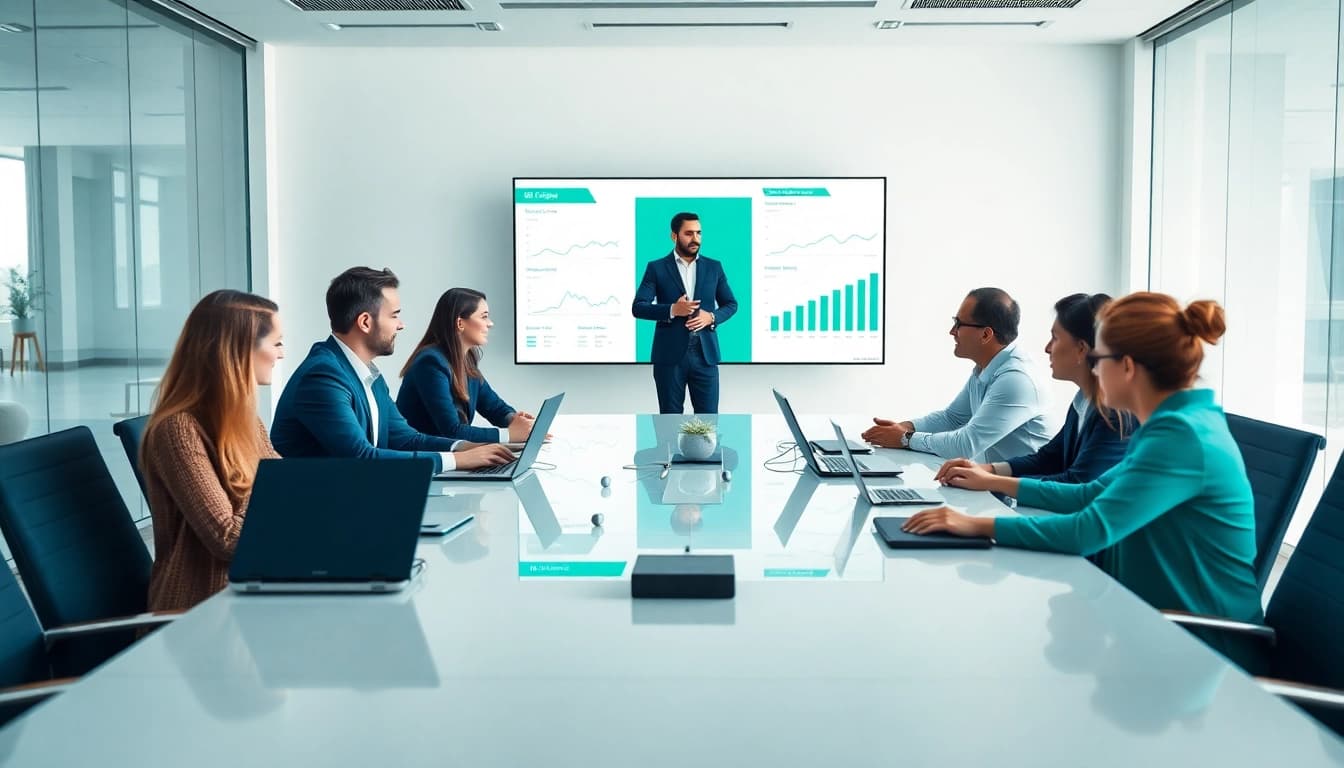 Enhance your business growth with WhatsApp Business CRM through a collaborative team meeting.