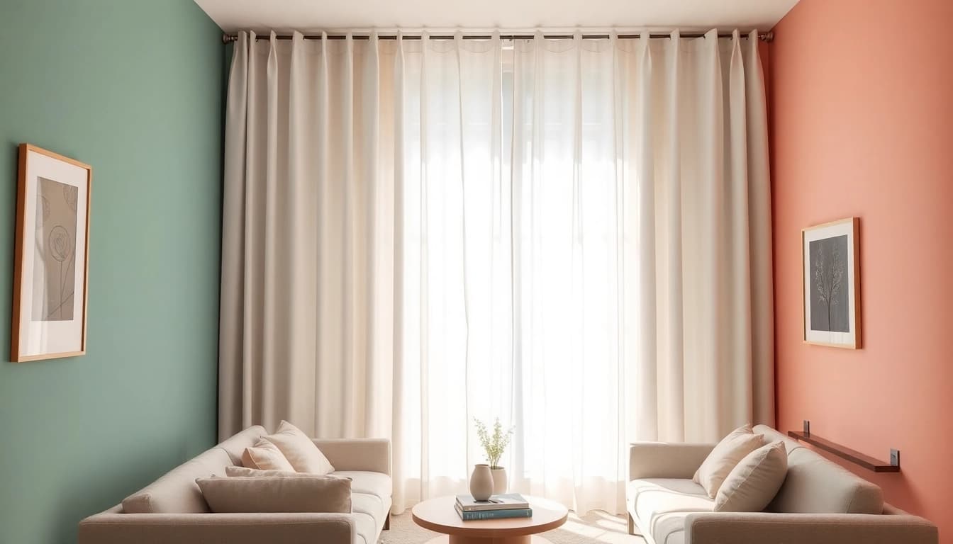 Verduisterende gordijnen in een sfeervolle woonkamer tonen stijl en functionaliteit.