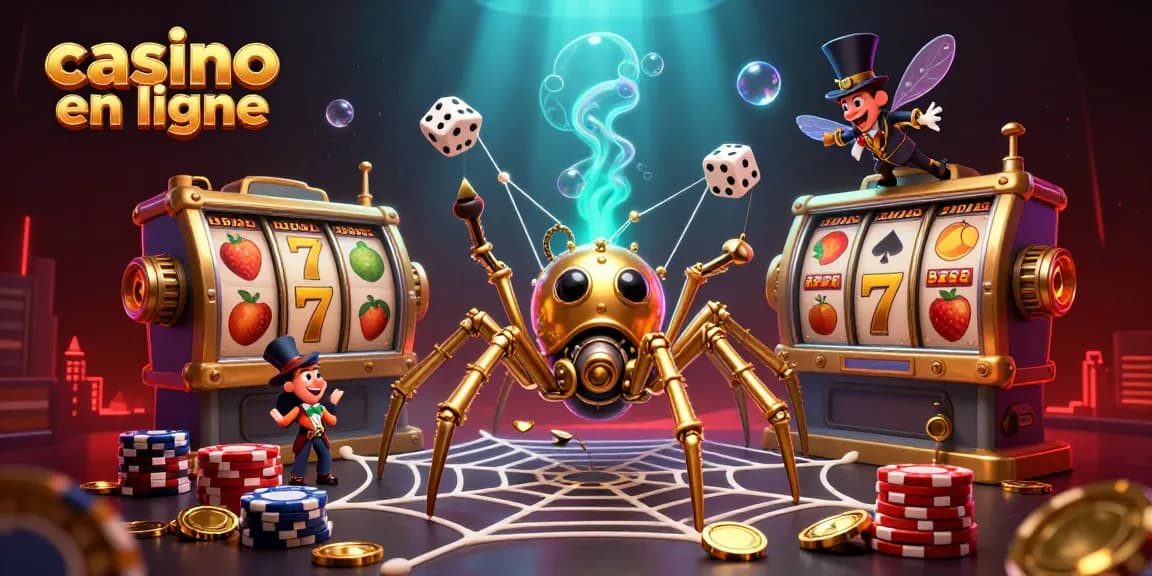 Profitez des jeux dans un casino en ligne captivant avec une araignée dorée et des éléments immersifs