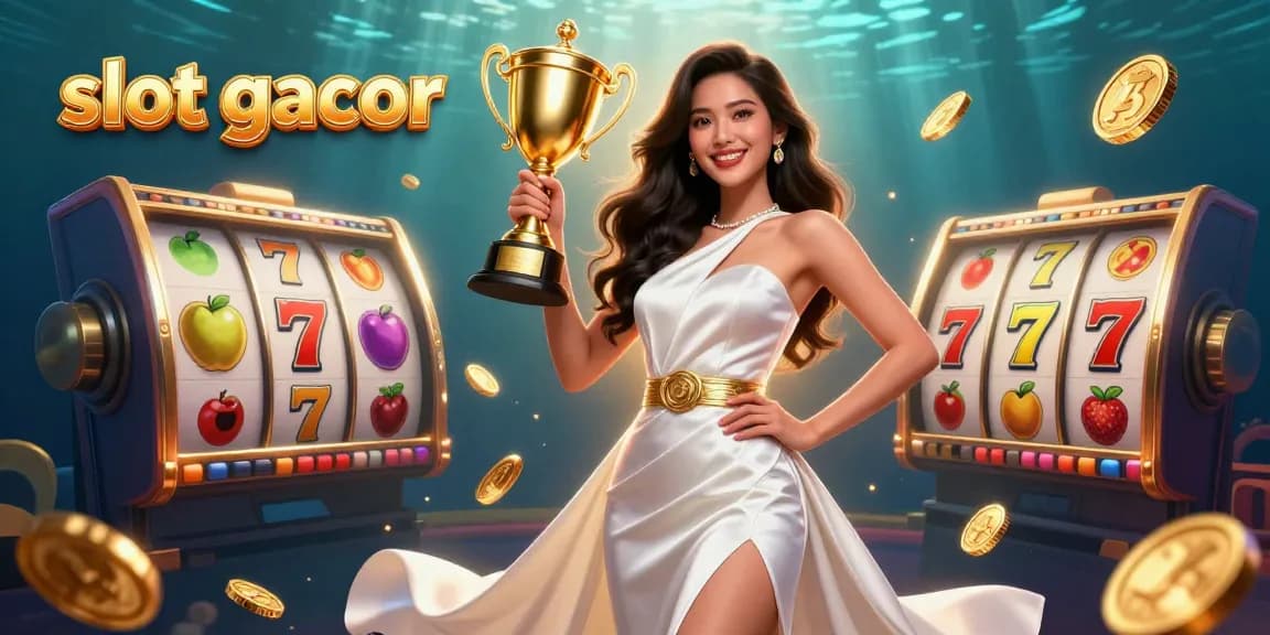 Win big with slot gacor in this vibrant illustration featuring stunning characters and dynamic slots.