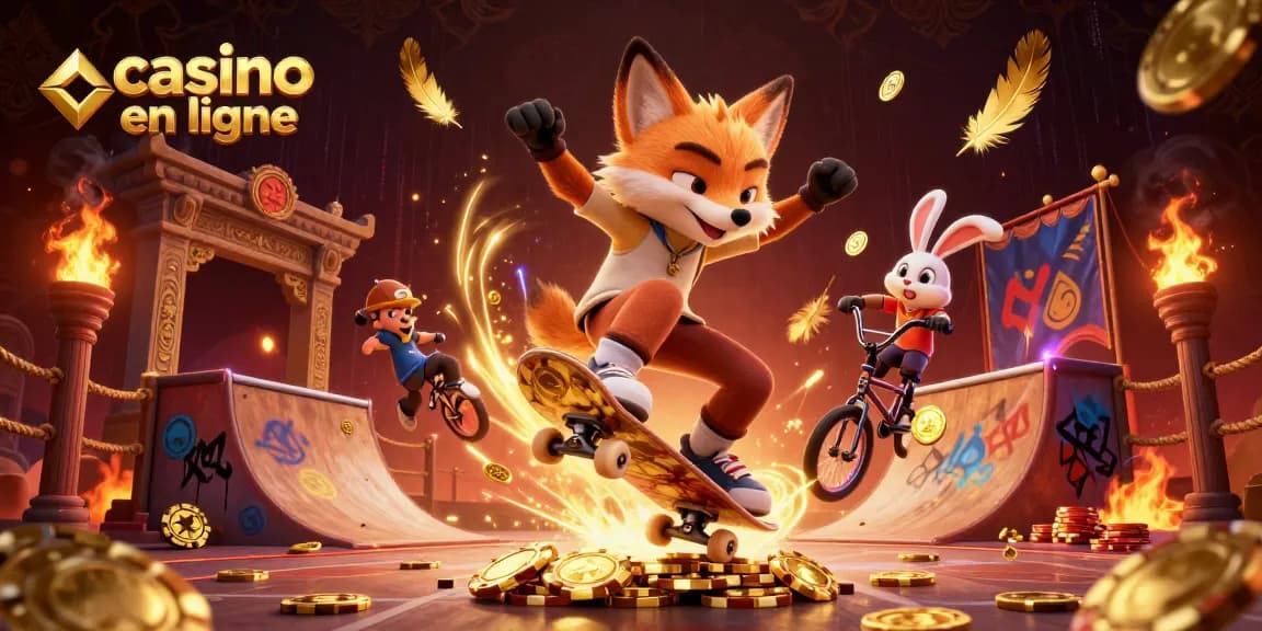 Des personnages animés profitant des jeux de casino en ligne, illustrant des actions palpitantes.