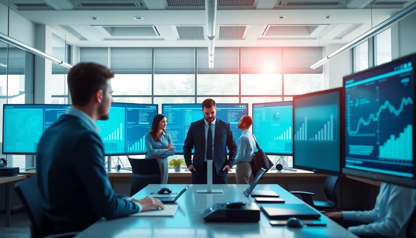 Showcasing enterprise assistant saas features in a modern workspace focused on collaboration.