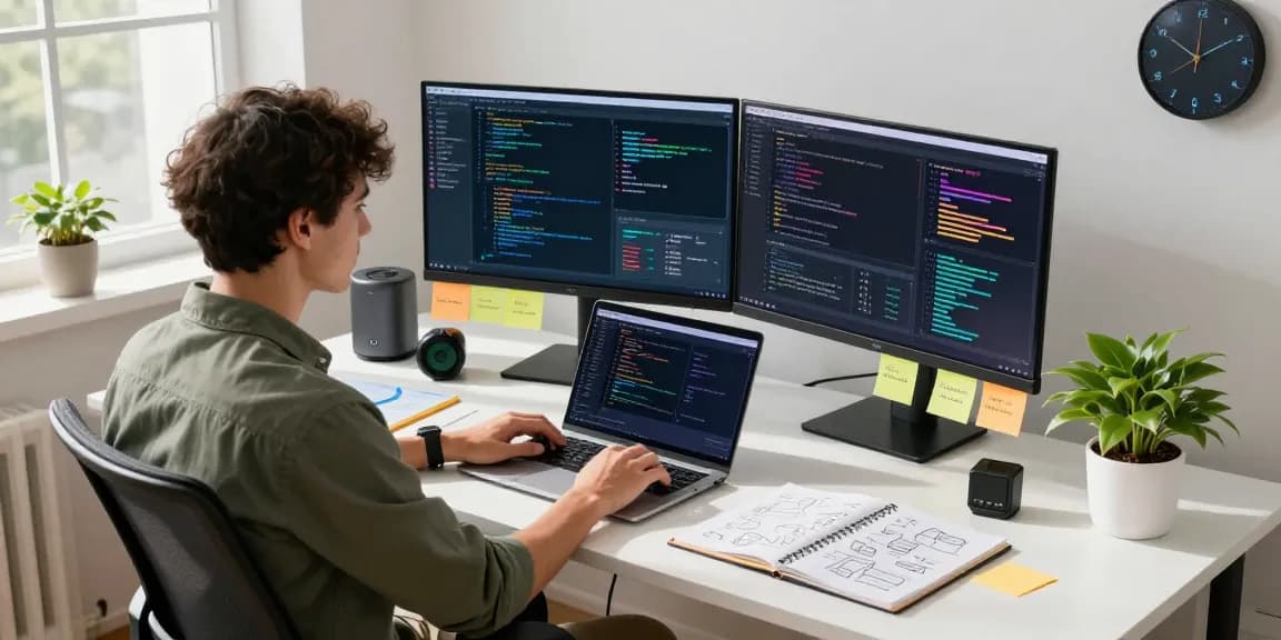 Embracing the future with crush on ai in an innovative tech workspace highlighting data analysis, creativity, and advanced AI tools.