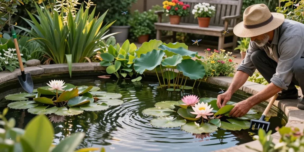 Buy Pond Plants Online to create a vibrant garden oasis with colorful water lilies and serene pond plants installed by a gardener.