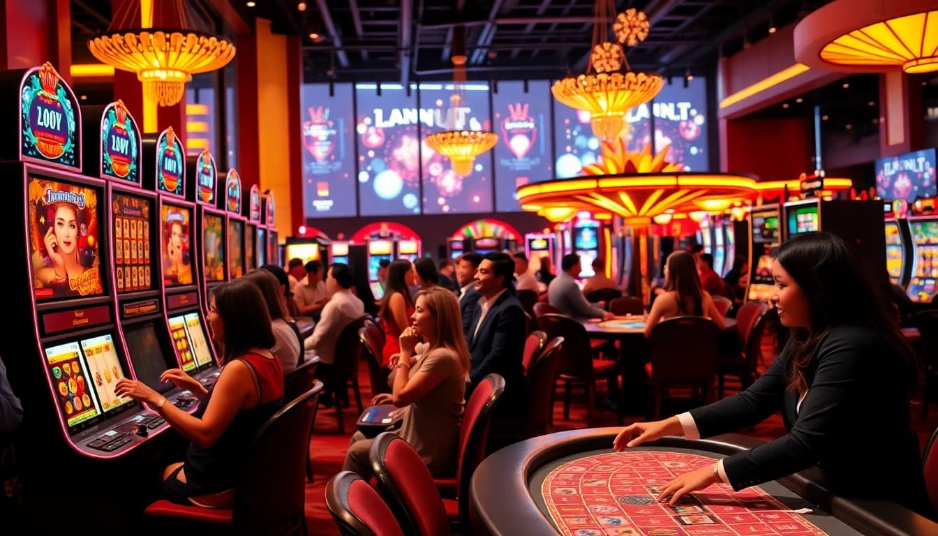 Erleben Sie neue casino bonus ohne einzahlung in einem aufregenden Casino-Ambiente mit Spielern und lebhaften Spielen.
