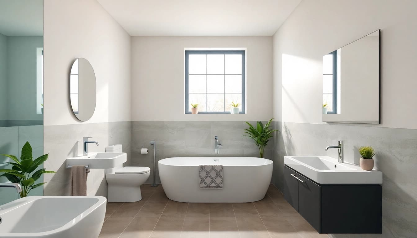 Die sonni sanitär GmbH präsentiert stilvolle Sanitäranlagen in einem modernen Badezimmer.