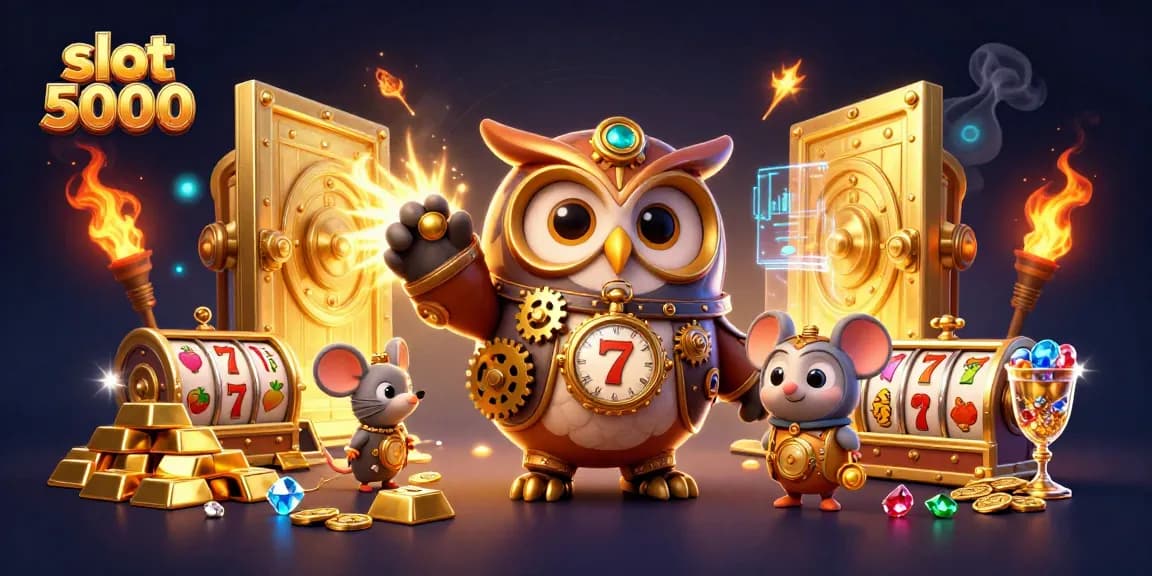 Experience thrilling gameplay with slot 5000 reels and delightful winnings amid a vibrant casino scene.