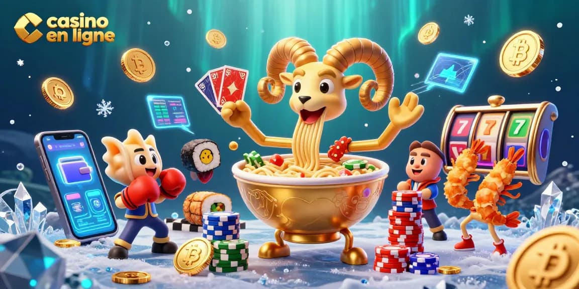Développez vos stratégies de casino en ligne avec la scène dynamique de personnages de fruits et crypto.
