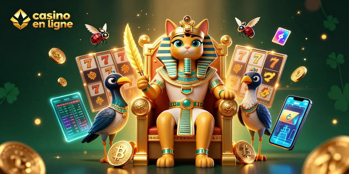 Explorez le casino en ligne avec un chat pharaonique et des éléments de jackpot fascinants.