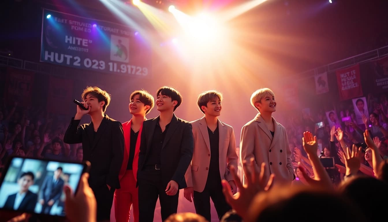 BTS news showcasing vibrant stage performance with members engaging fans in an electrifying atmosphere.