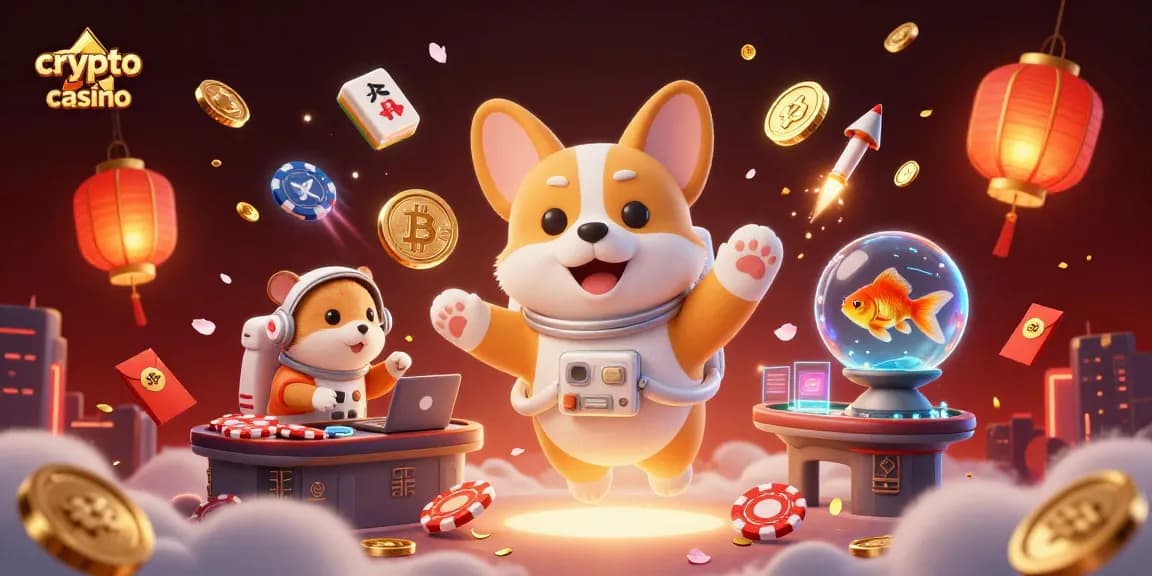 Détenez la meilleure expérience de crypto casino avec un corgi astronaute dans un casino spatial rempli de pièces d'or.