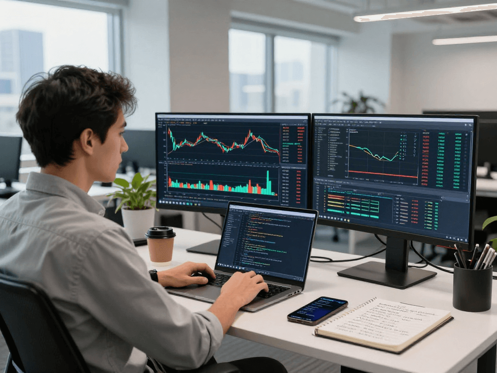 Engaged trader analyzing TradingView charts in a modern workspace