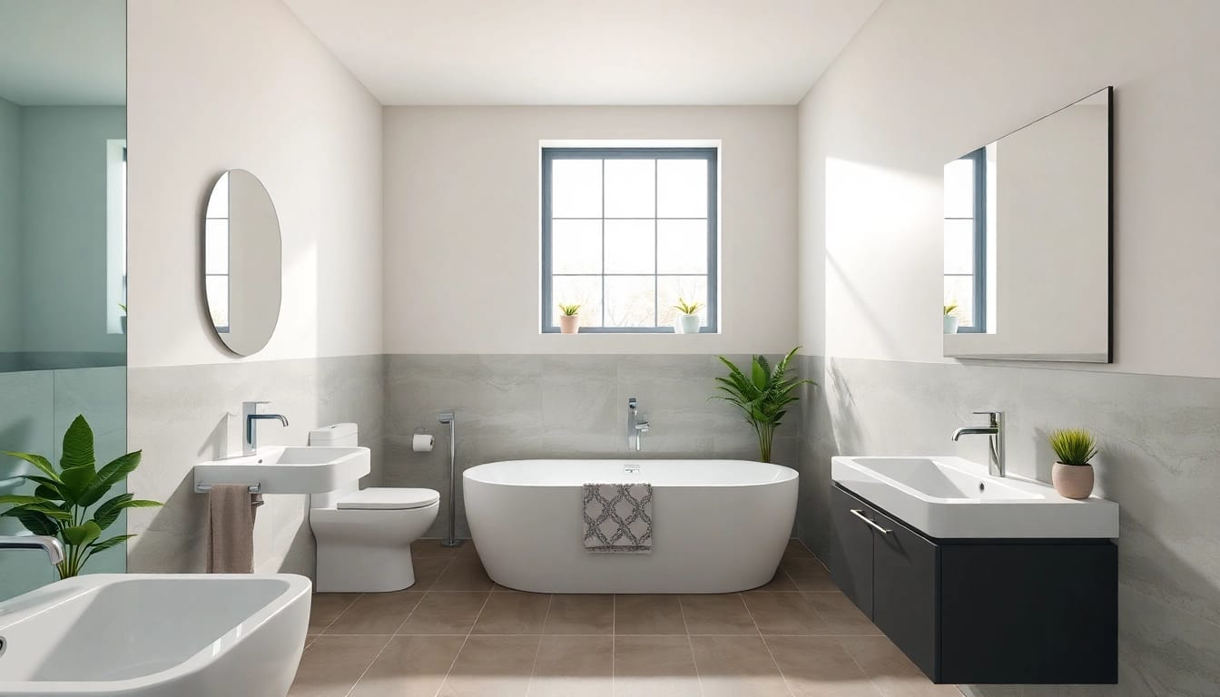 Die sonni sanitär GmbH präsentiert stilvolle Sanitäranlagen in einem modernen Badezimmer.
