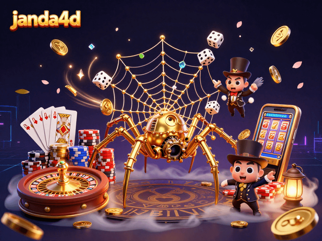 Janda4d menghadirkan pengalaman bermain yang mendebarkan dengan slot dan keberuntungan menarik dalam ilustrasi kasino.