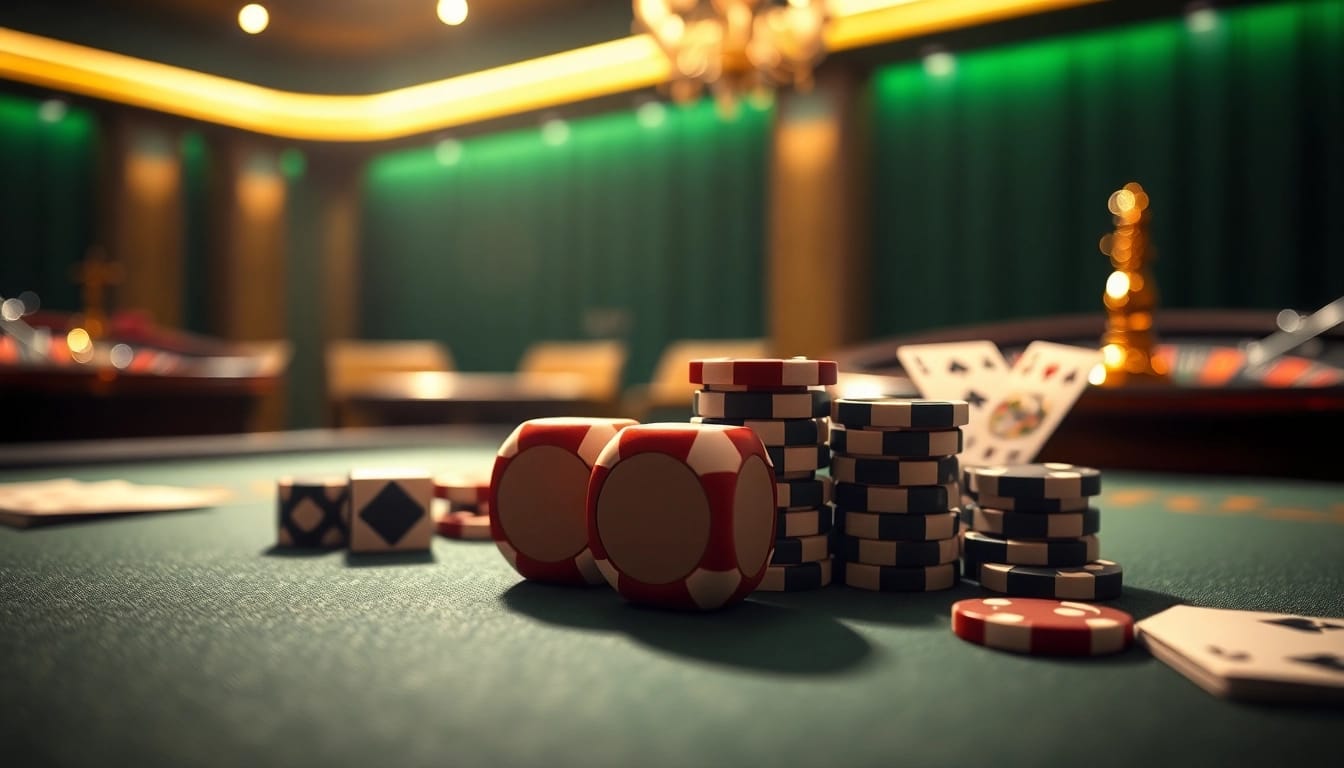 Exciting scene of cs2 gambling sites reddit with casino chips and cards on a gaming table.