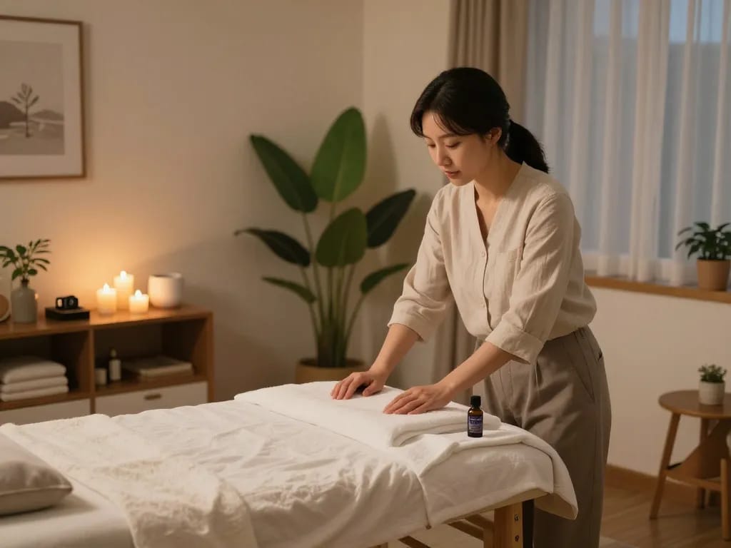 전문 치료사와 함께하는 조용한 가정 환경에서의 강남출장마사지 세션.