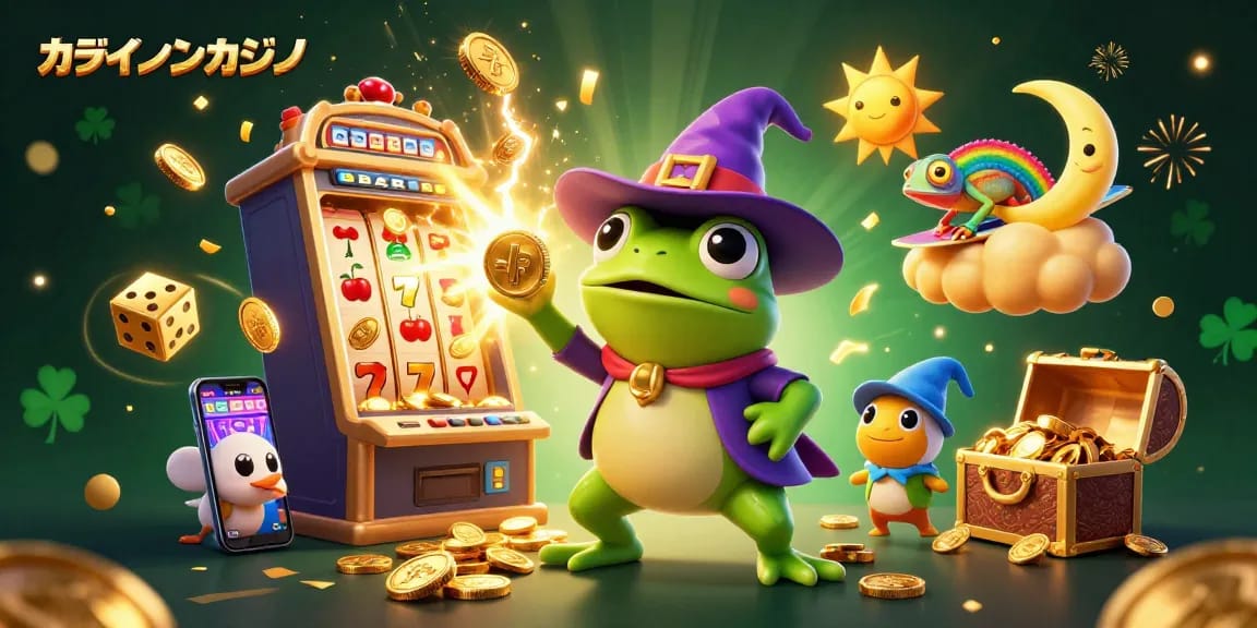 オンラインカジノで楽しむ豊富なゲームと魅力的な賞金の魅力を体感するイラスト