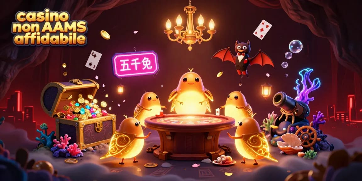 Giocare al casinò non AAMS affidabile con luci scintillanti e decorazioni colorate in una scena vibrante.