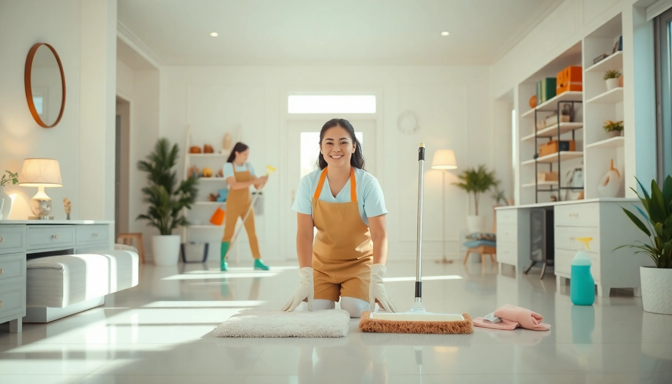 Cleaning Service team expertly organizing a tidy home environment, showcasing sparkle and professionalism.
