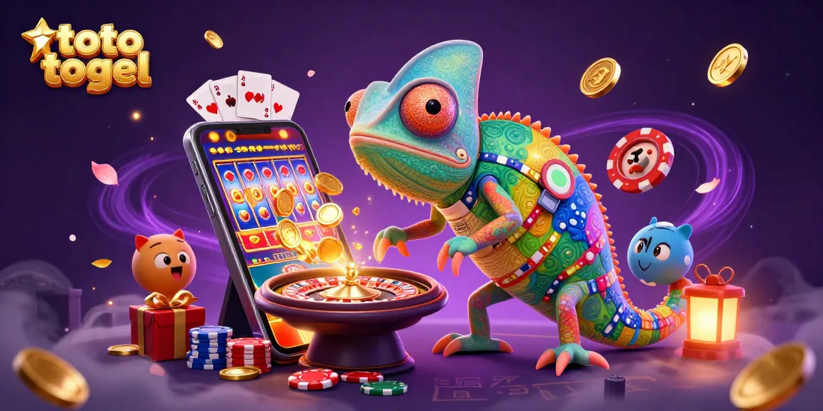 Experience thrilling toto togel gaming with a vibrant chameleon casino owner and dynamic elements.