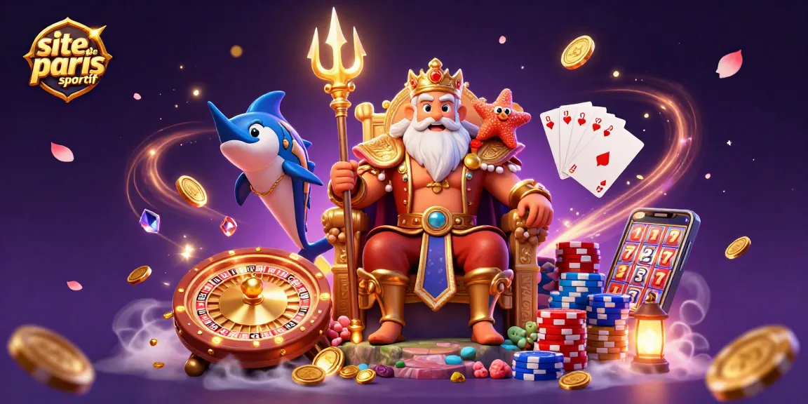 Visualisez un site de paris sportif dynamique avec des personnages de casino colorés et des éléments de jeux captivants.