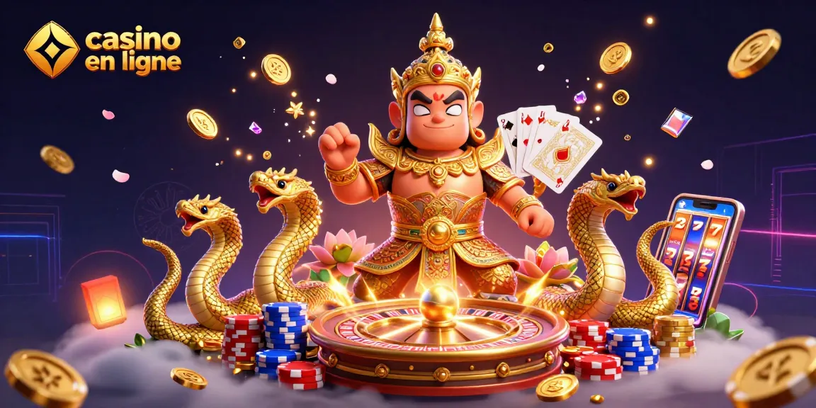 Jouez au casino en ligne avec divers éléments de jeu et personnages animés dans une ambiance captivante.
