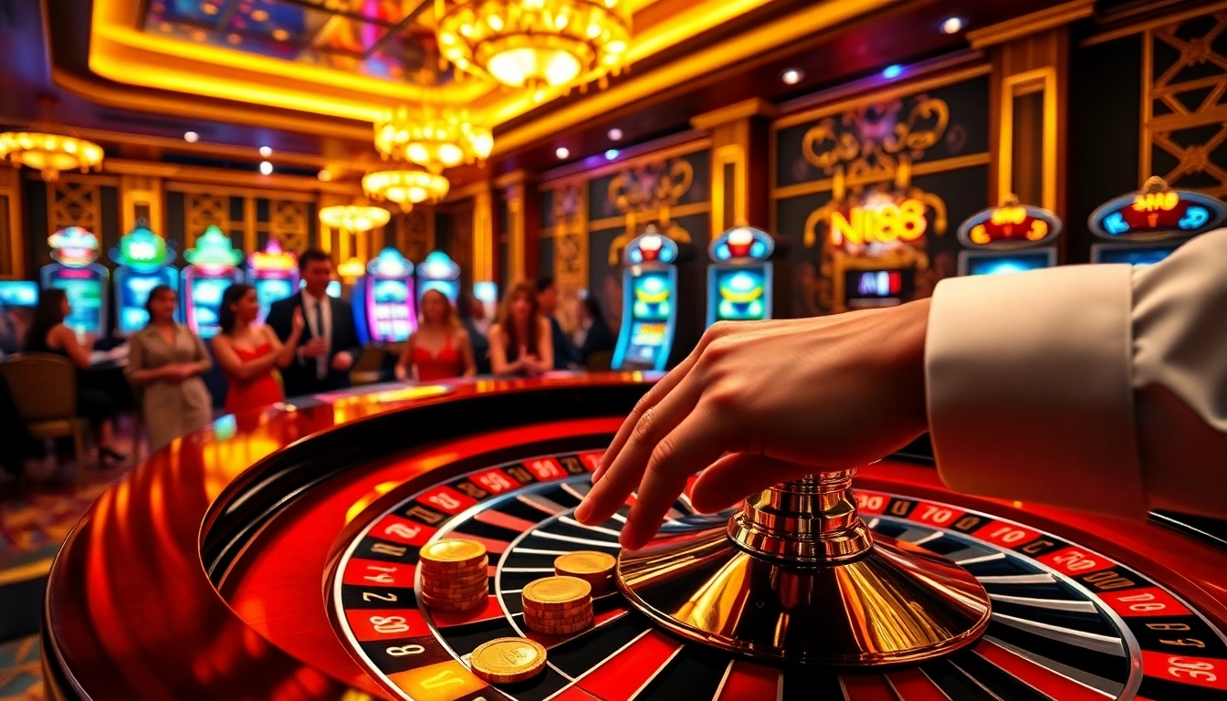 Experience the thrill of nh88 casino gaming with vibrant roulette and excited players.