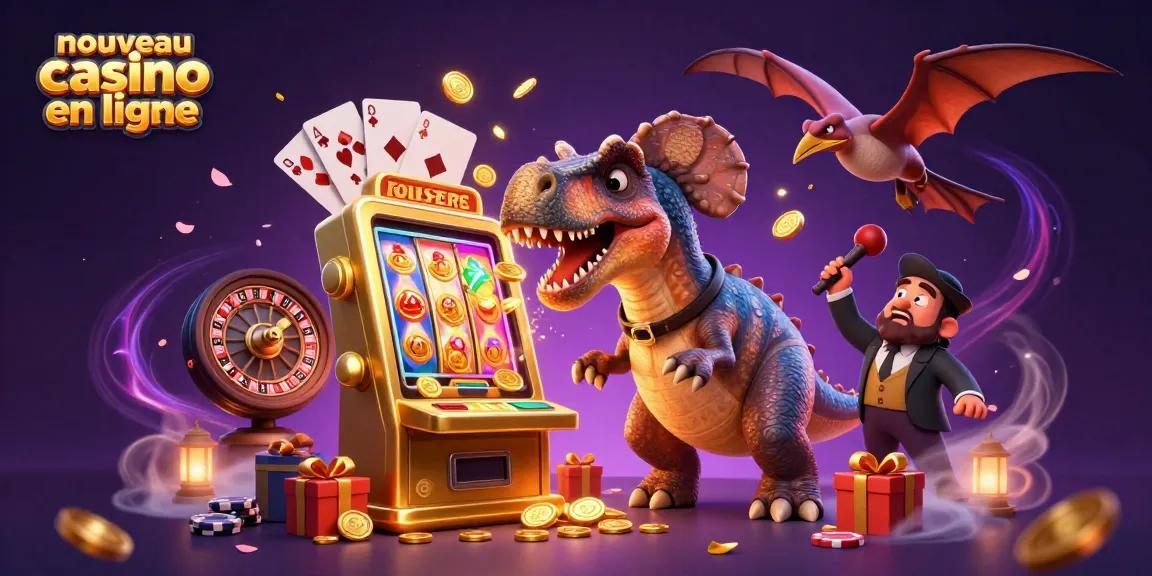 Le nouveau casino en ligne présente une scène dynamique avec un pachycéphalosauru qui gagne au slot.