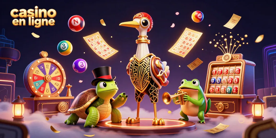Casino en ligne : Plongez dans l'univers du jeu avec un crâne art déco, une tortue élégante et une grenouille musicienne.