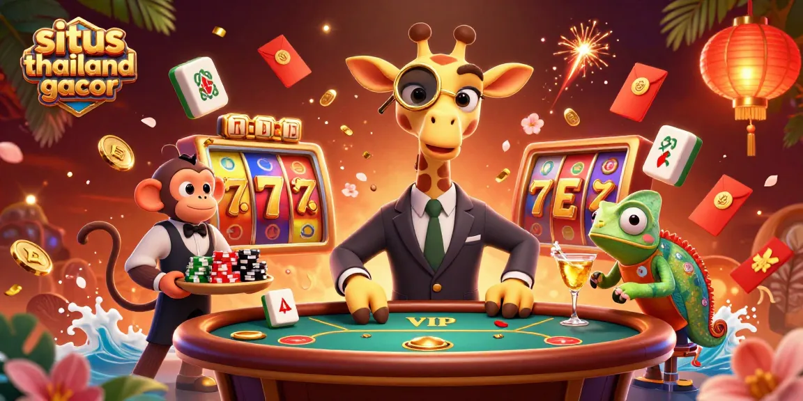 Experience big wins at situs thailand gacor with a vibrant casino scene featuring lively characters and gameplay elements.