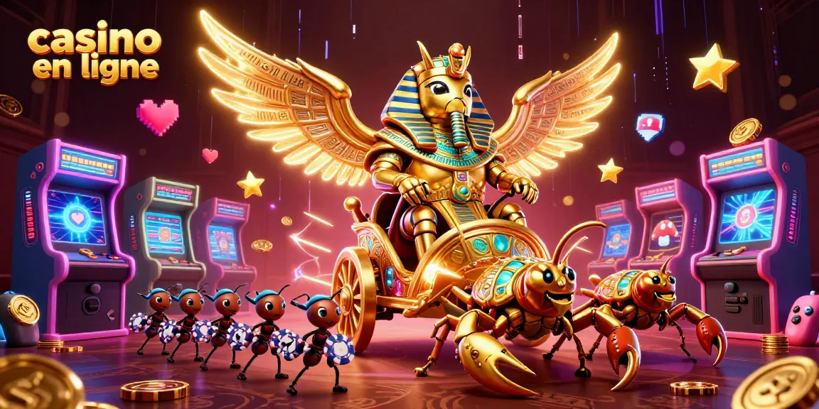 Plongez dans le monde des jeux avec cette illustration de casino en ligne dynamique et colorée.