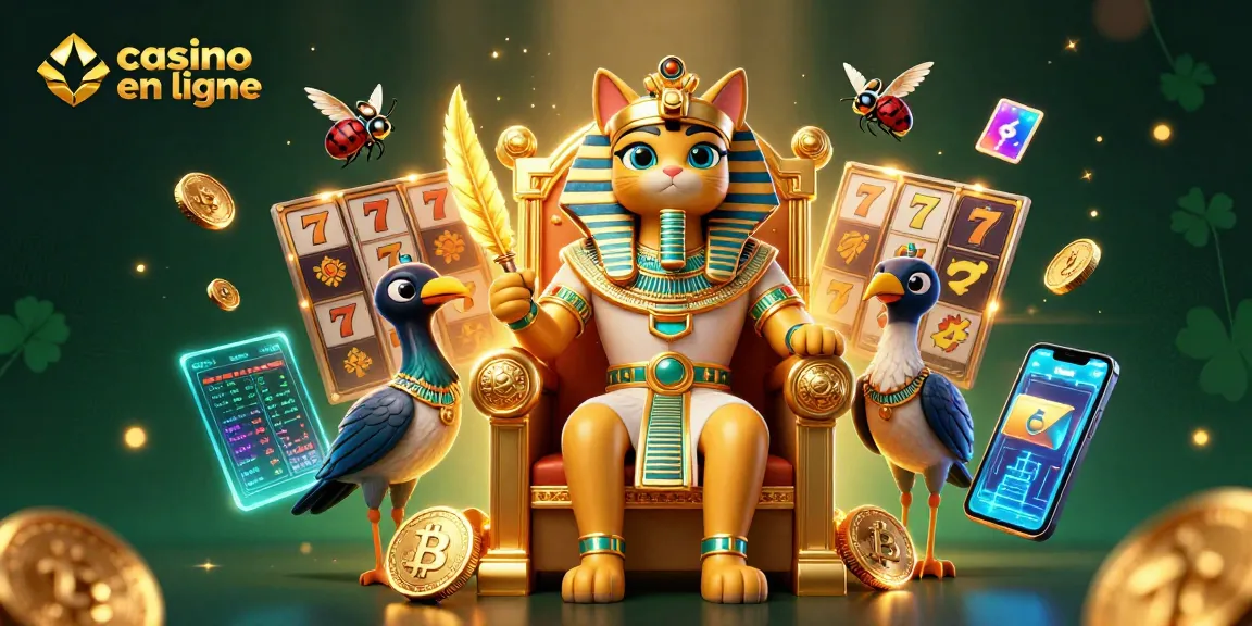Explorez le casino en ligne avec un chat pharaonique et des éléments de jackpot fascinants.