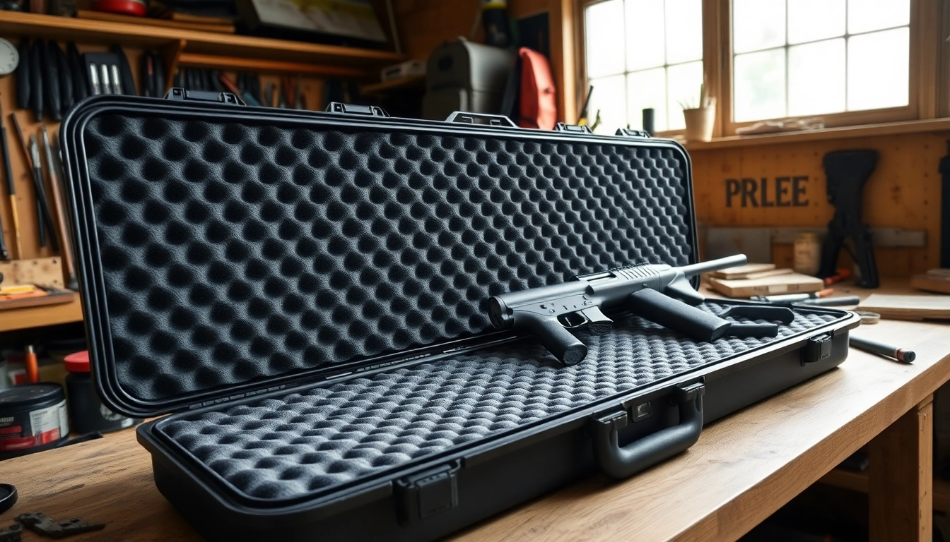 Foam for rifle case featuring smooth cushioning on display in a workshop setting.