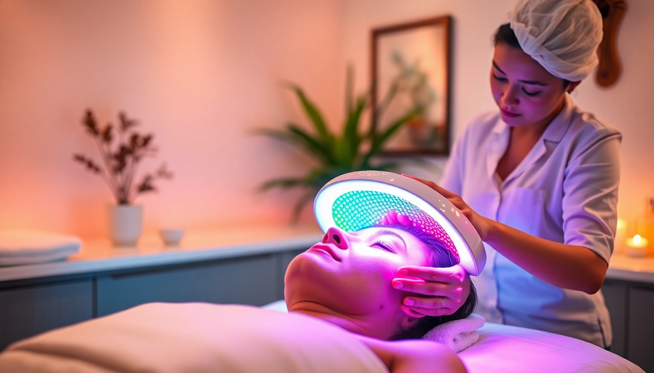 Experience LED facial therapy Queens NY in a tranquil spa setting with a professional aesthetician.