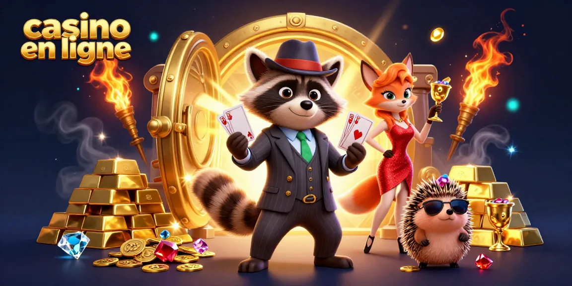 Jouer au casino en ligne avec des personnages animés dans un décor de trésor lumineux.