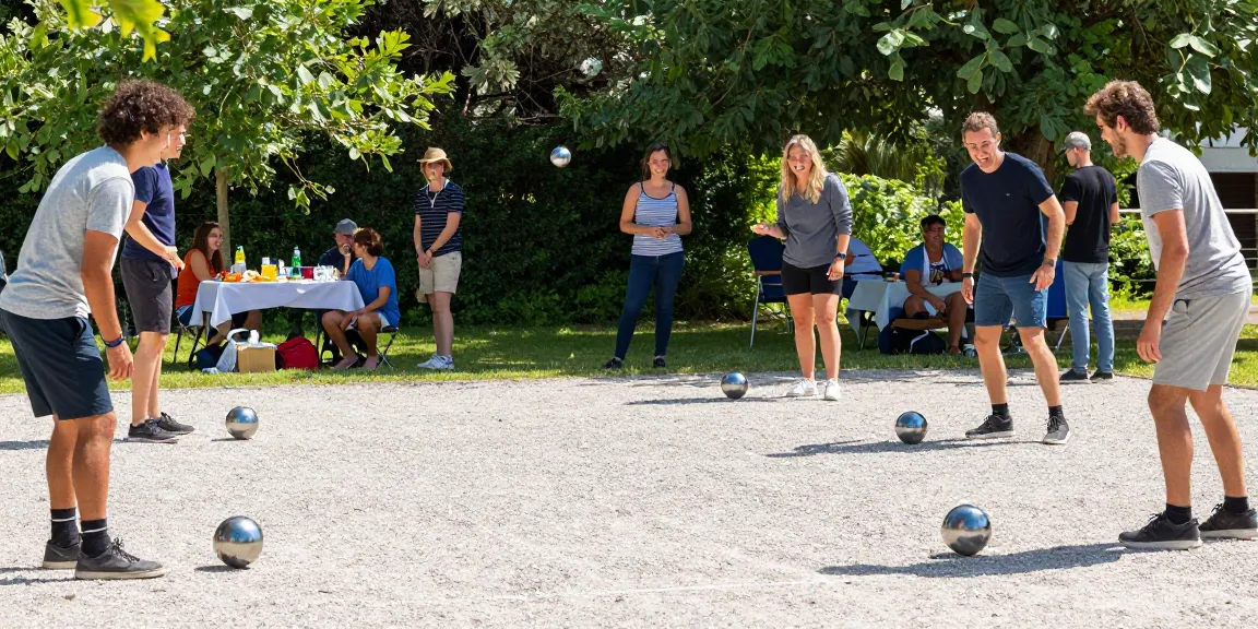 Aktivitas permainan petanque oleh komunitas di fopikotamakassar.org, menunjukkan kebersamaan dan kesenangan di lapangan terbuka.