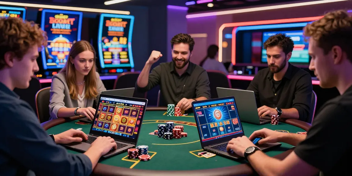 Players at https://dsam.org.uk engaging with non UKGC casinos, experiencing vibrant gaming atmosphere with slots and live dealers.
