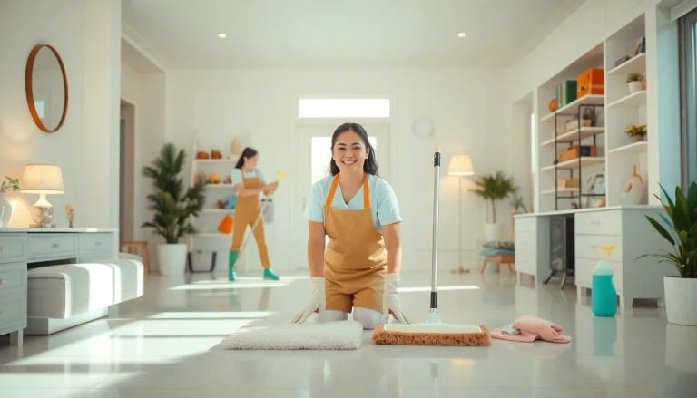Cleaning Service team expertly organizing a tidy home environment, showcasing sparkle and professionalism.