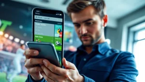 Engaging user interacting with sports betting sites India mobile app features.