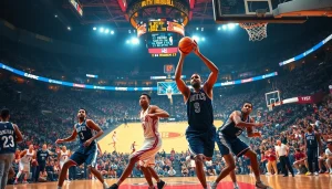 nba중계에서 신나는 농구 경기 모습을 보여주는 이미지