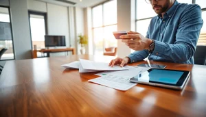 카드 현금화 전문가가 전략을 분석하는 현대적인 사무실의 모습