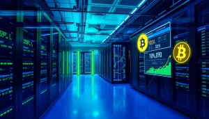 Best cloud mining environment showcasing high-tech servers and digital mining statistics.