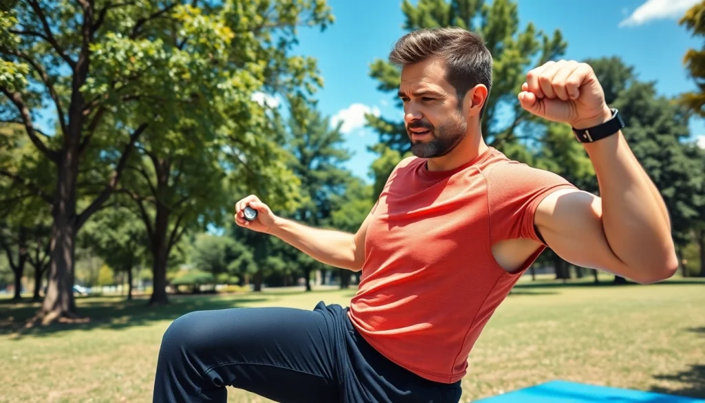 Fitness coach breaking through a weight loss plateau in an outdoor park setting.
