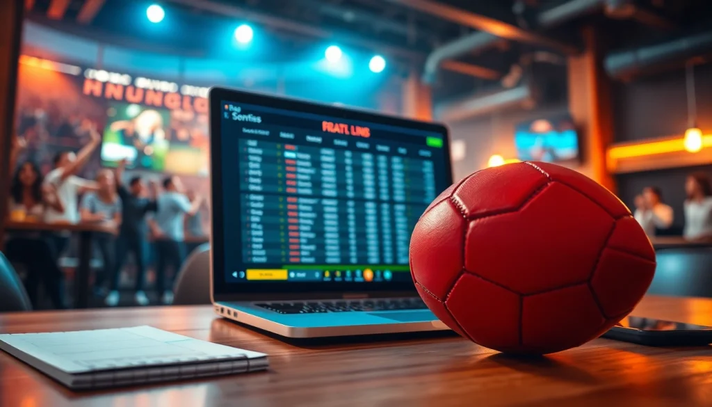 Engaging in online sports betting Nova Scotia at a lively sports bar with betting odds displayed.