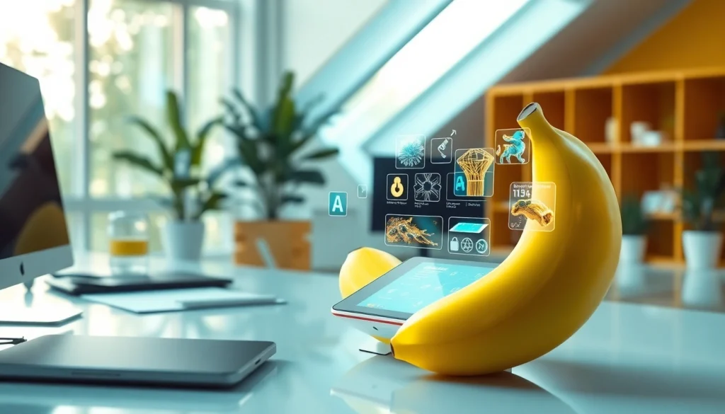Experience the innovative capabilities of nano banana 2 in a modern AI workspace, showcasing digital artistry and creative potential.