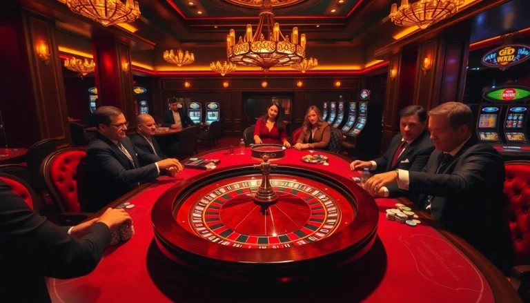 Players at a luxury casino table strategizing their bets on games like slots at nohu.business.