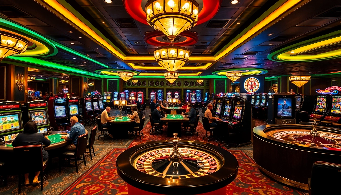 B52 themed casino gaming area with vibrant tables and exciting gameplay.