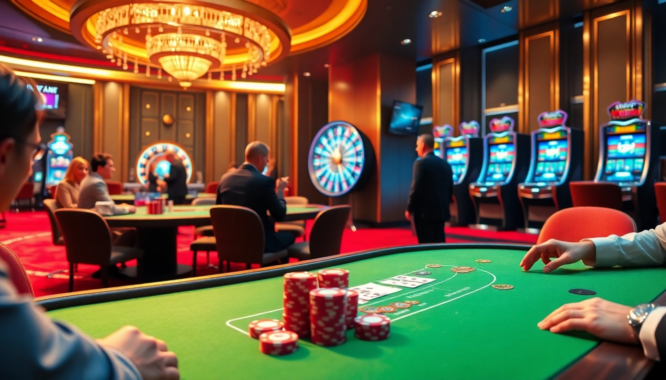 Excited players engage in high-stakes poker at S8's luxurious casino.