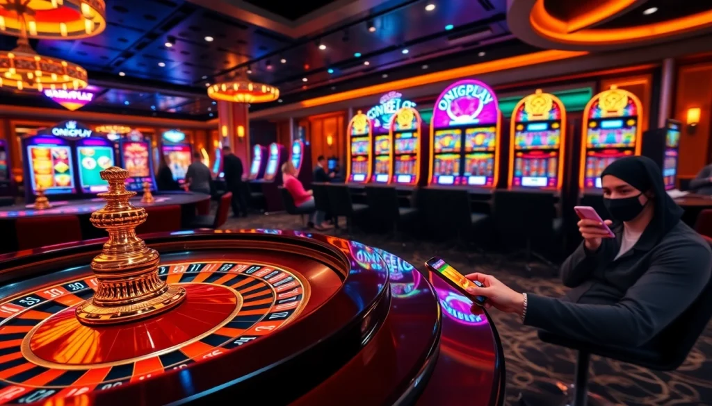 Engaging scene of onicplay interface with players enjoying a vibrant casino atmosphere.