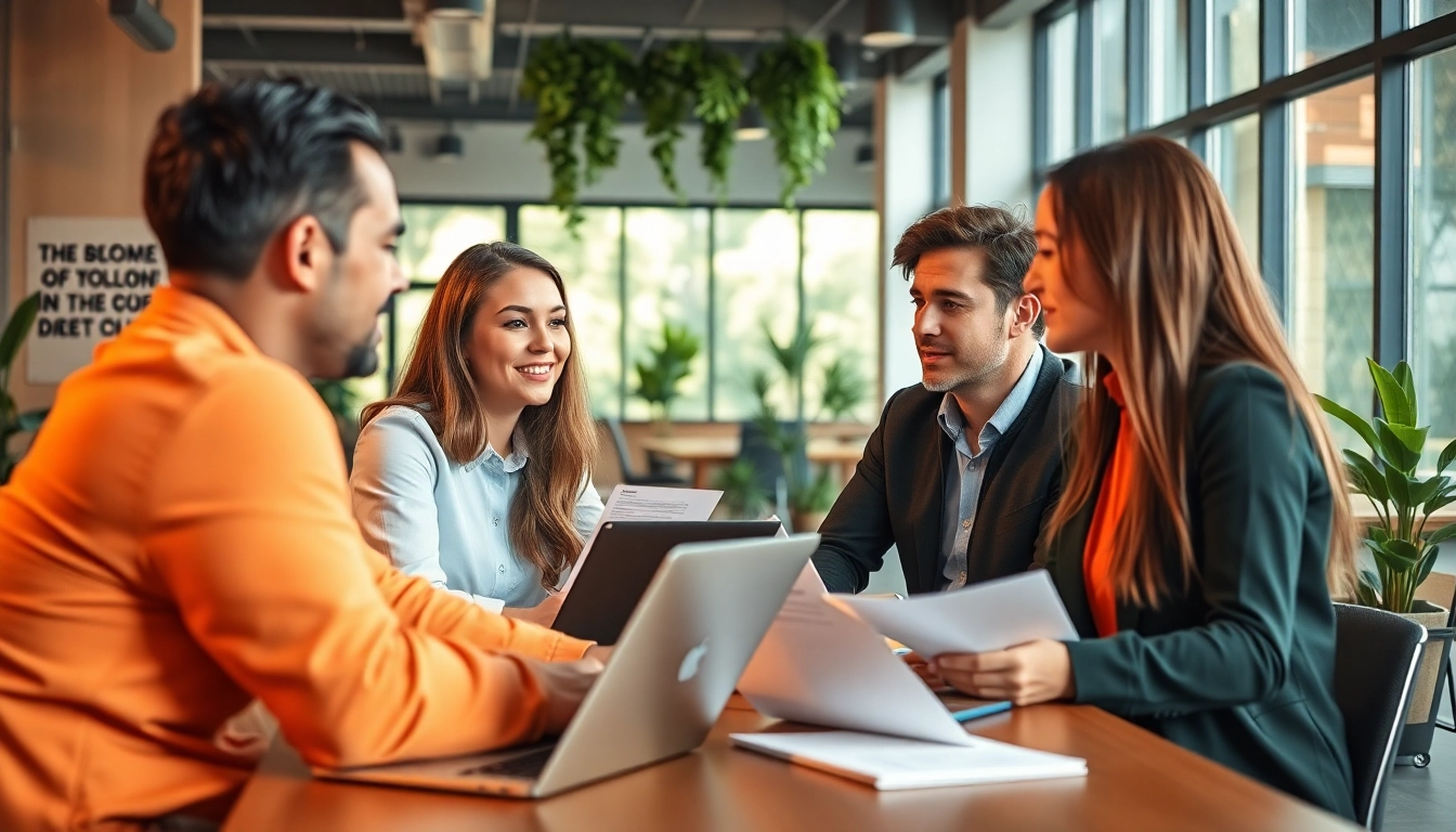 Job seekers examining the best websites for sales jobs in a collaborative workspace.